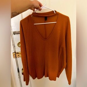 Forever 21 Burnt Orange Oversized Sweater with Choker, Soft Felt, Size Small